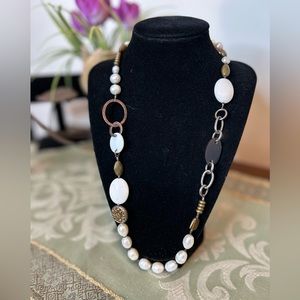 Silpada,  Pearl, Brown Lip Shell, Mother-of-Pearl Copper and Brass Necklace